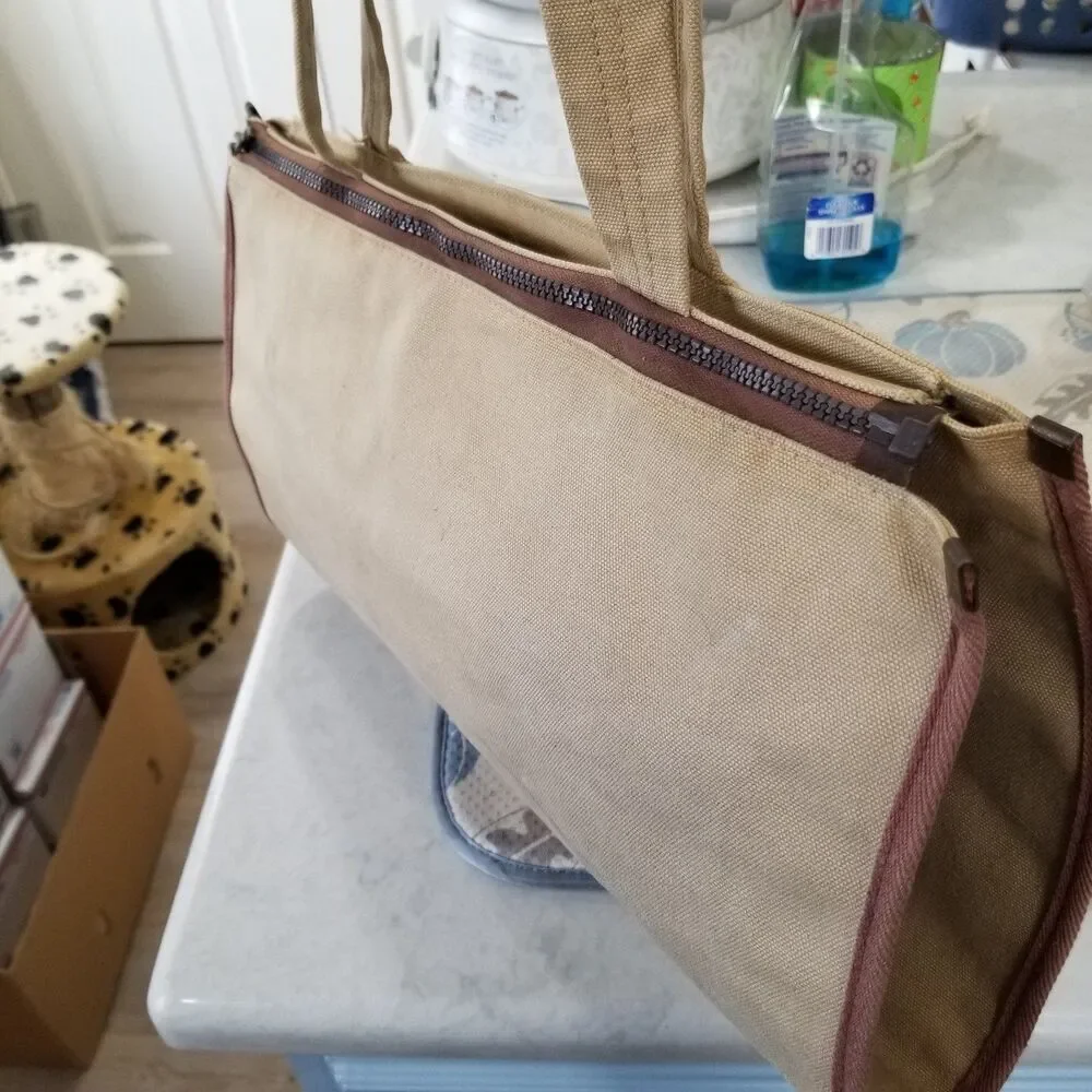 Hinged top zip together Tote Bag canvas vintage Nalco Products Corporation Vtg